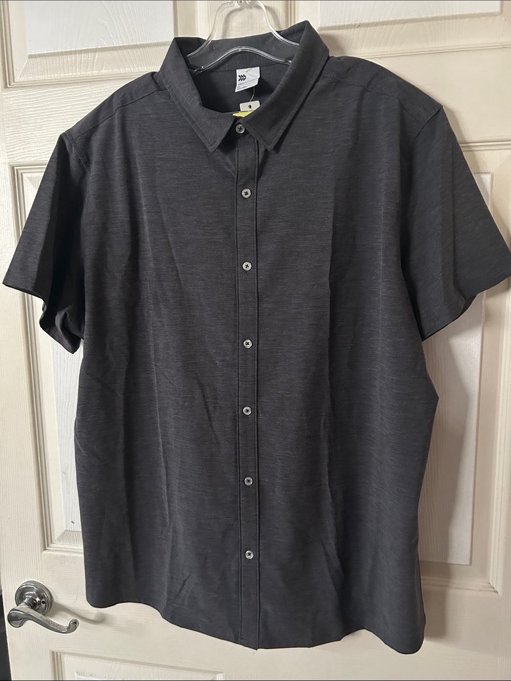 Men's Short-Sleeve Button-Up Shirt - Charcoal XL